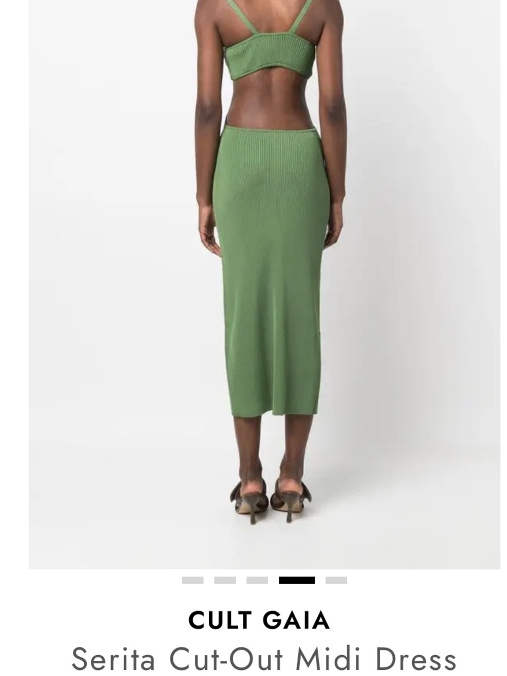 cult gaia Green Ribbed Cut-Out Midi Dress